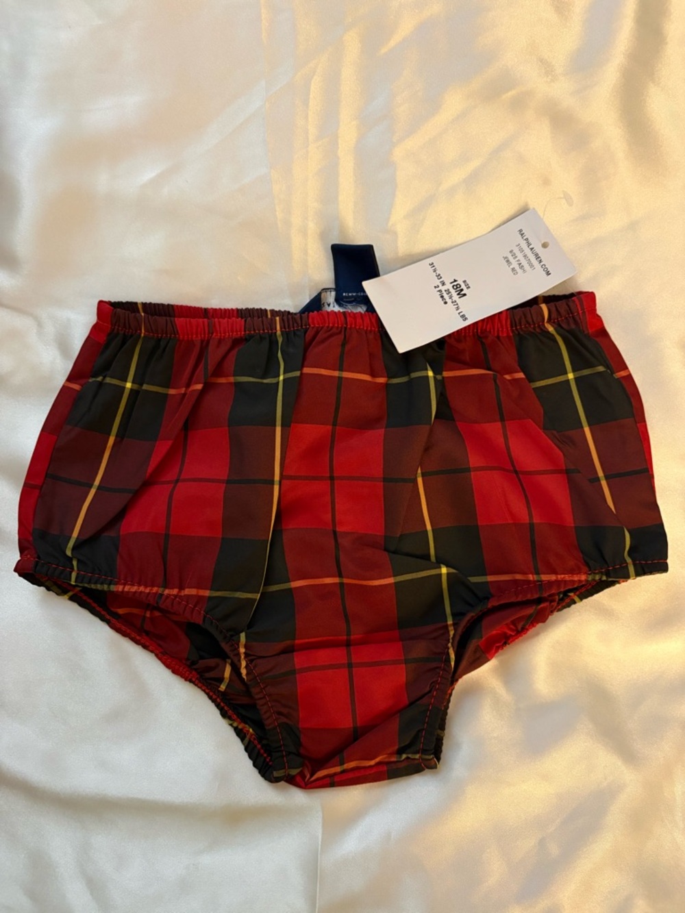 Ralph Lauren Red and Black Plaid Diaper Cover